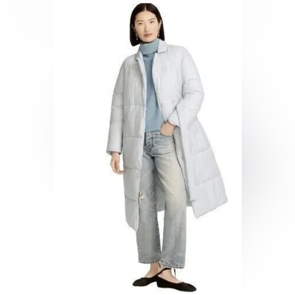J Crew Puffer Wrap Coat With Primaloft Size M Pale Sky NWOT - Picture 2 of 9